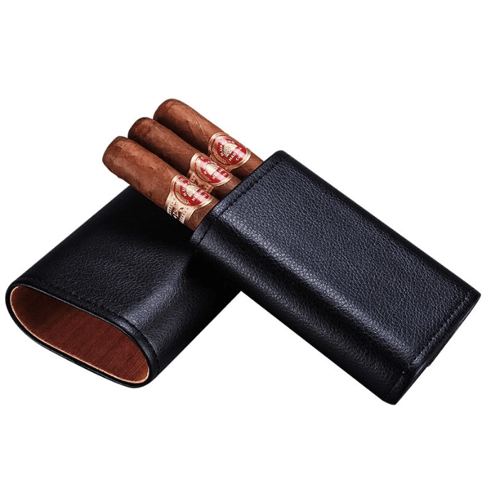 Portable Cedar & Leather Cigar Humidor Case