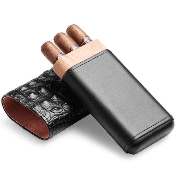 Luxury Leather Cigar Travel Humidor Case