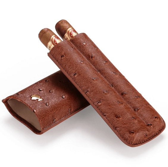 Leather Cigar Case - Portable Humidor for 2 Cigars