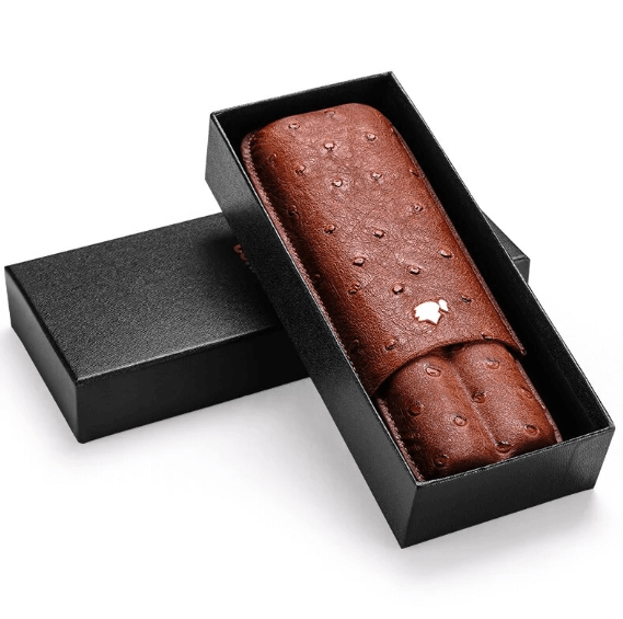 Leather Cigar Case - Portable Humidor for 2 Cigars