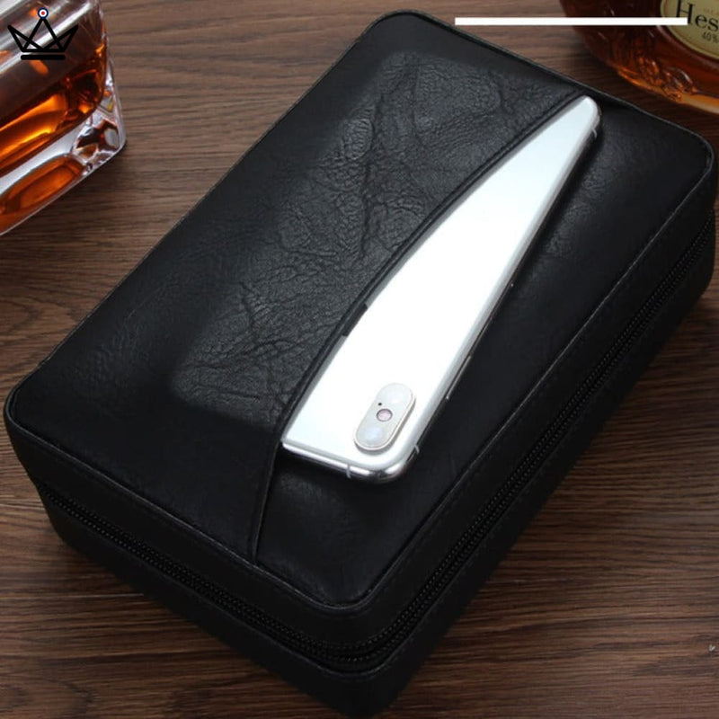 Leather Travel Cigar Humidor with Humidifier