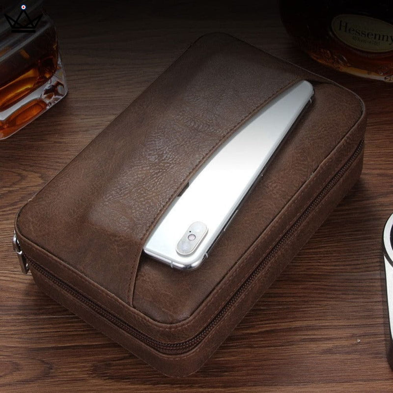 Leather Travel Cigar Humidor with Humidifier