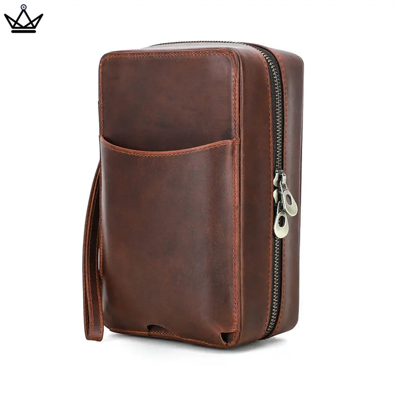 Leather Travel Cigar Humidor with Humidifier