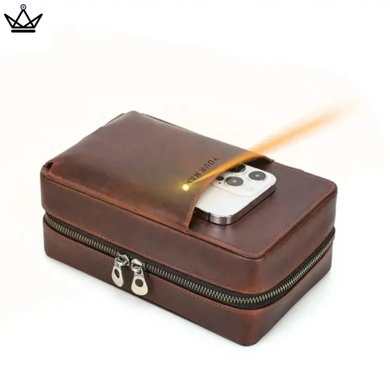 Leather Travel Cigar Humidor with Humidifier