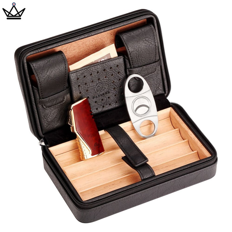 Leather Travel Cigar Humidor with Humidifier