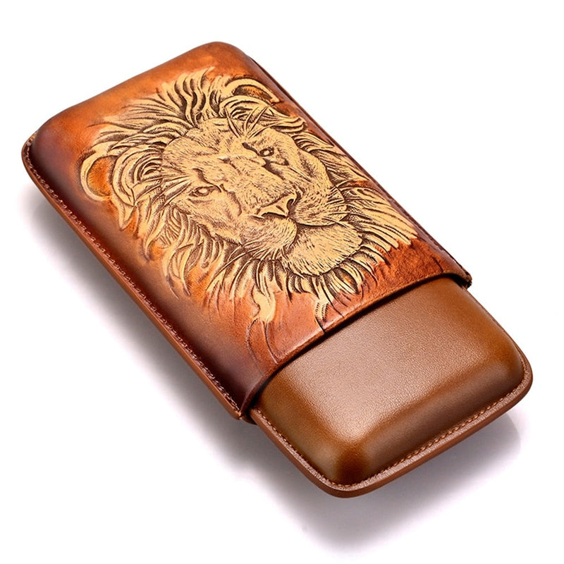 Luxury Leather Cigar Case with Built-In Humidifier