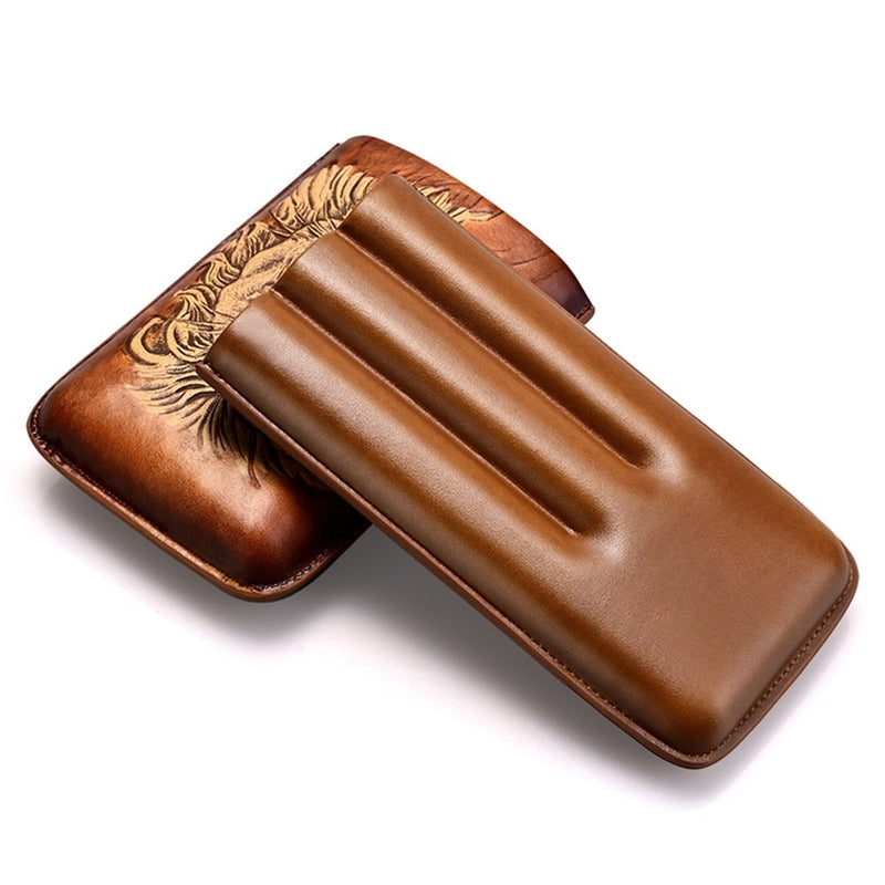 Luxury Leather Cigar Case with Built-In Humidifier