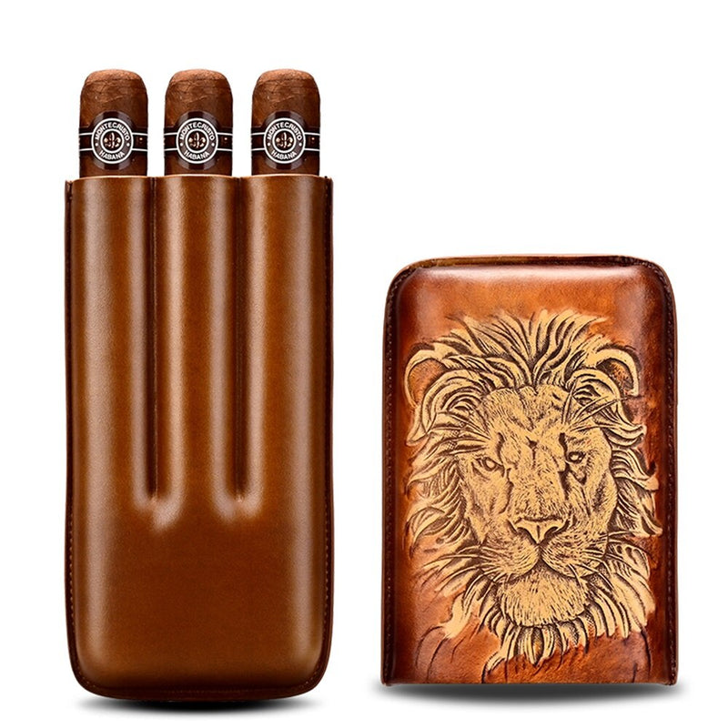 Luxury Leather Cigar Case with Built-In Humidifier