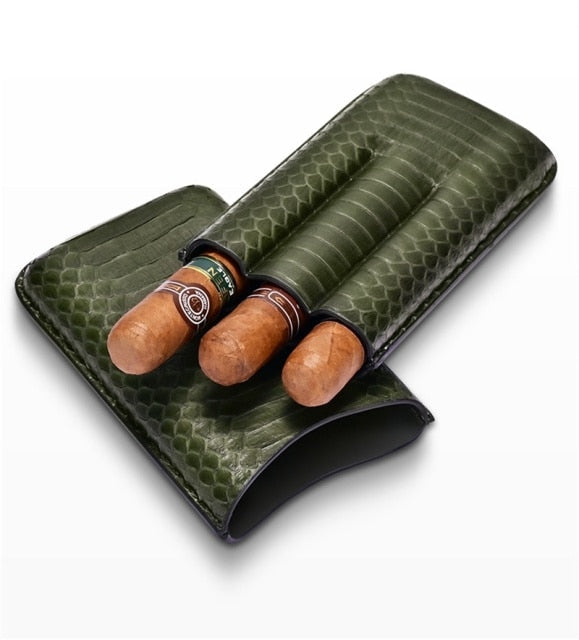 Green Leather Cigar Humidor Case - Optimal Preservation