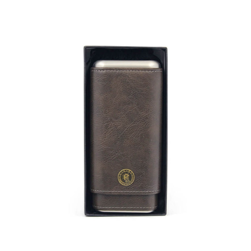 Luxury Leather Cigar Humidor Case for 3 Cigars