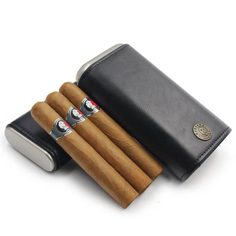 Luxury Leather Cigar Humidor Case for 3 Cigars