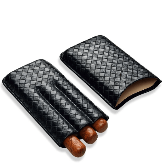 Luxury Leather Cigar Case - Elegant Travel Humidor