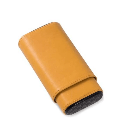 Luxury Yellow Leather Cigar Travel Case - Optimal Protection