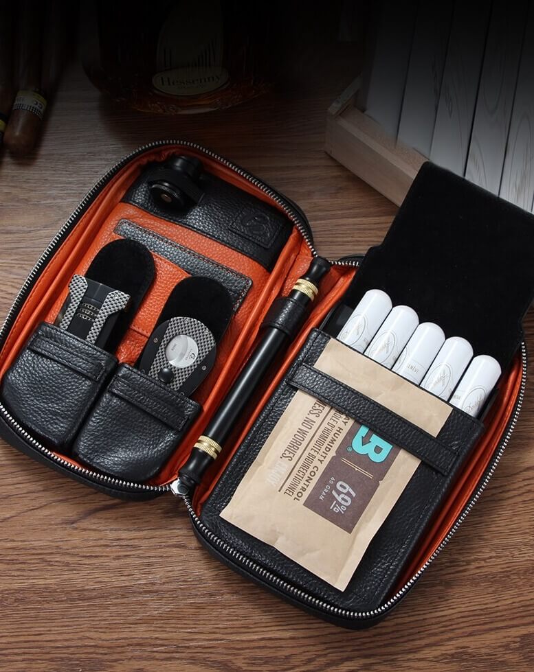 Luxury Travel Cigar Humidor Case with Humidifier