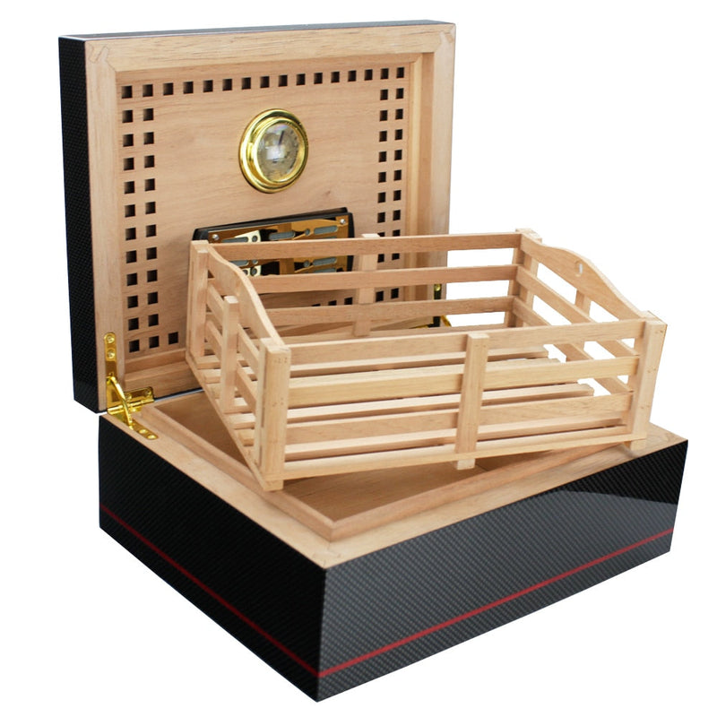 Humidor Guevara Carbone pour 50+ Cigares de Luxe