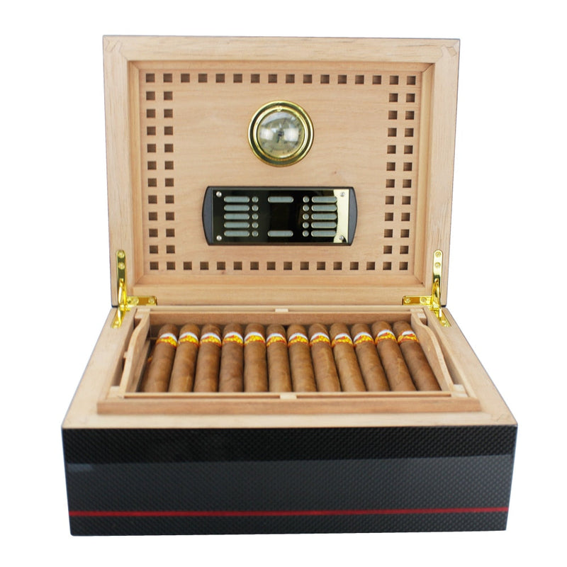 Humidor Guevara Carbone pour 50+ Cigares de Luxe