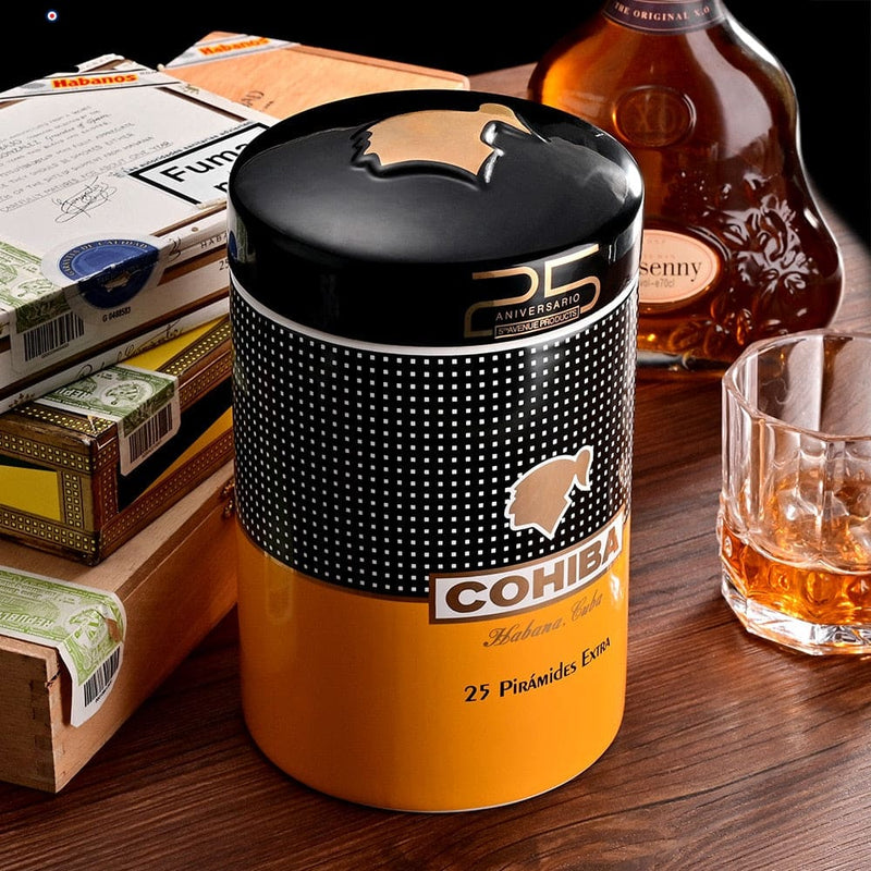 Ceramic Humidor Jar for 15 Cigar Storage