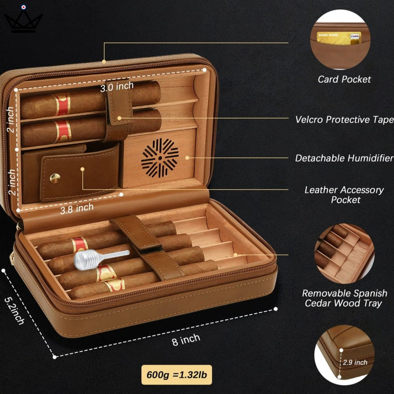 Travel Cigar Humidor Set with Torch Lighter