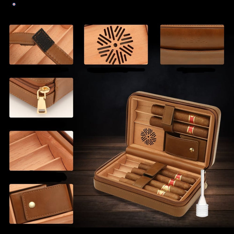 Travel Cigar Humidor Set with Torch Lighter