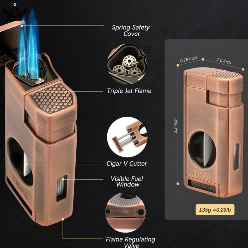 Travel Cigar Humidor Set with Torch Lighter