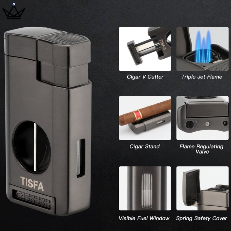 Travel Cigar Humidor Set with Torch Lighter