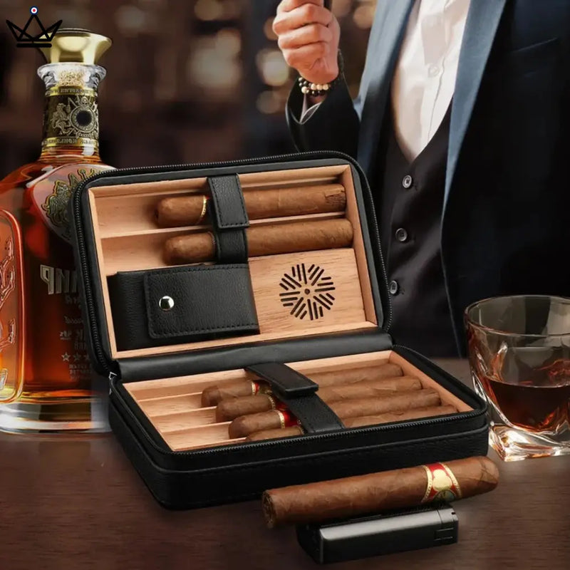 Travel Cigar Humidor Set with Torch Lighter