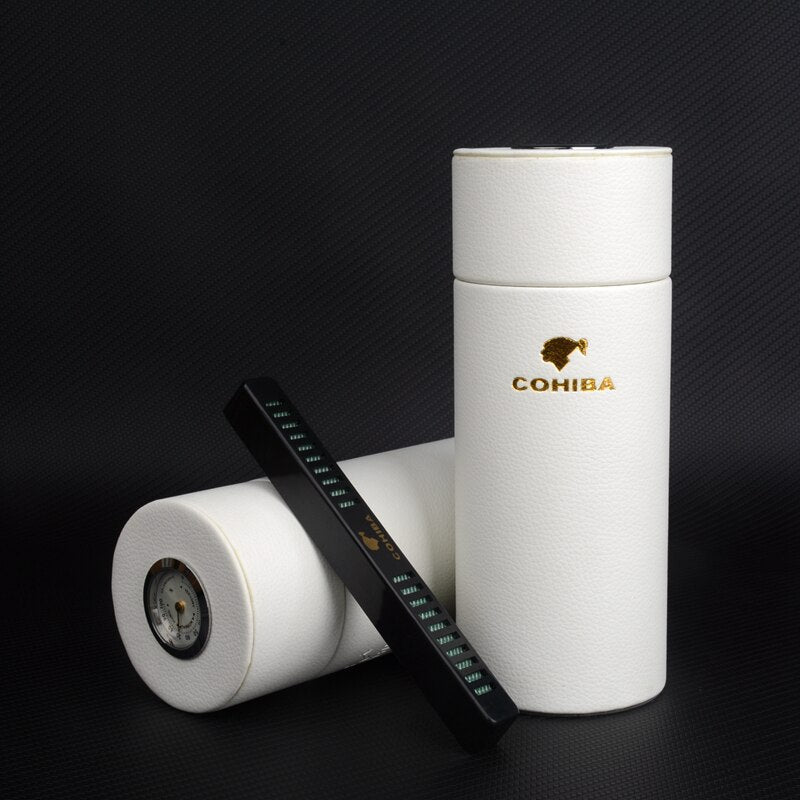 Elegant White Cigar Tube - Premium Quality Humidor