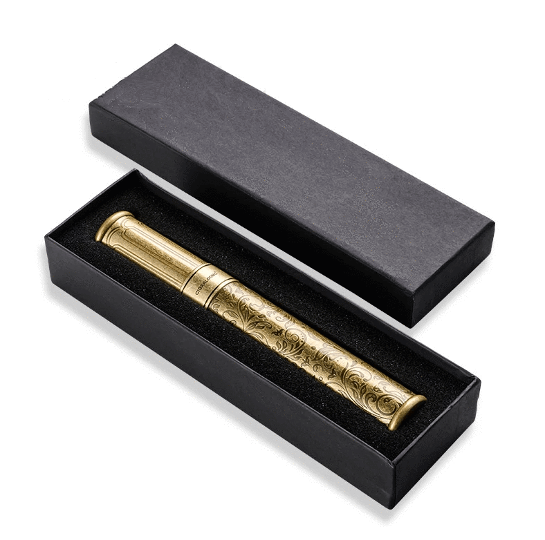 Gold Leaf Cigar Tube with Built-in Humidifier