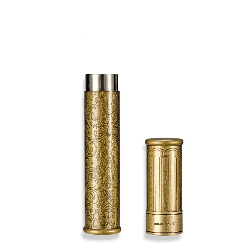 Gold Leaf Cigar Tube with Built-in Humidifier