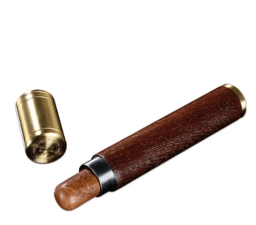 Luxury Gold and Wood Cigar Tube - Premium Humidor