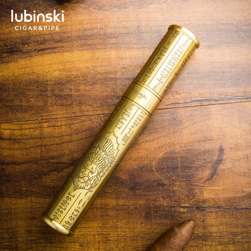 Luxury Cigar Case - Gold Tube Humidor